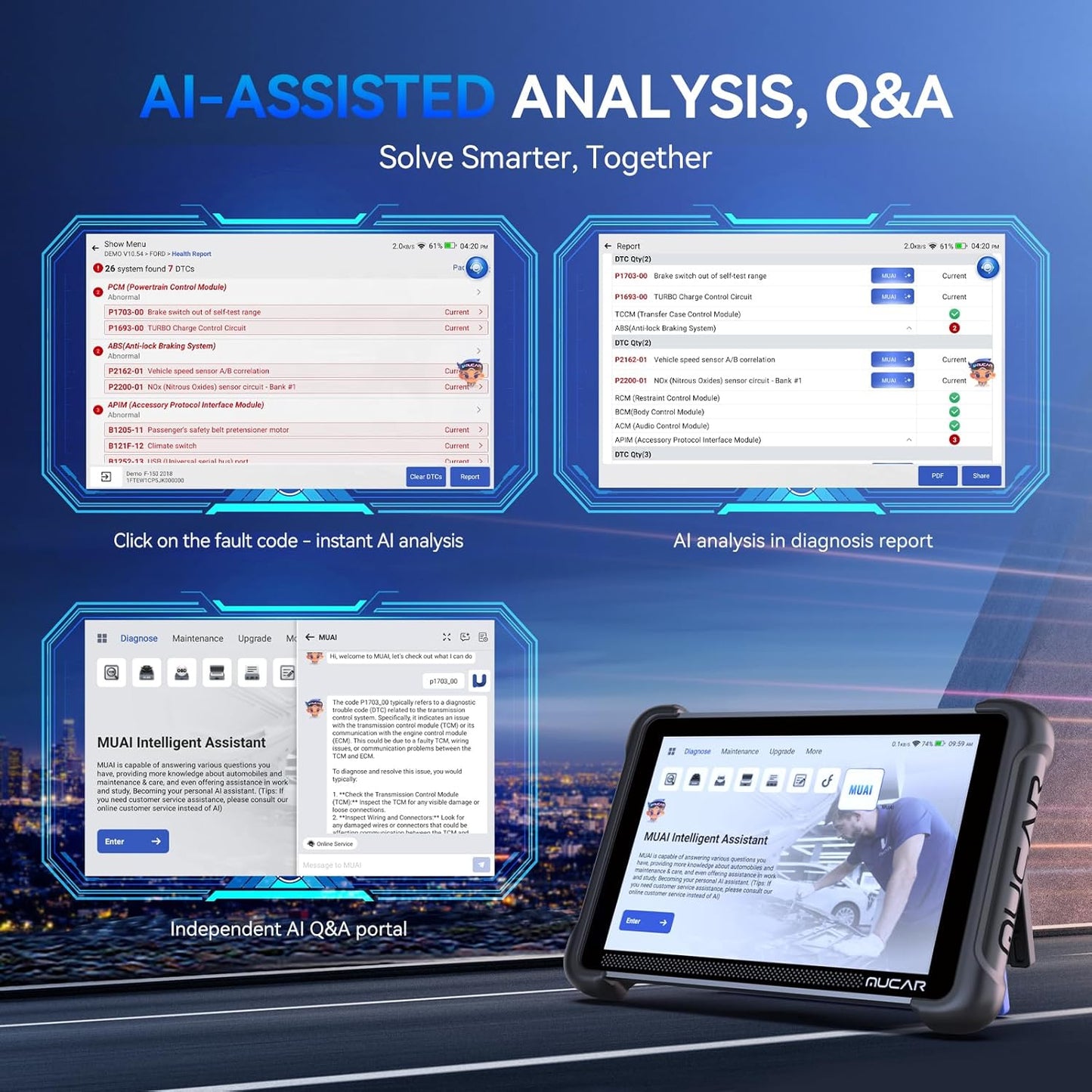 MUCAR 892BT AI-Assisted Bi-Directional Diagnostic Tool — Full-System OBD2 Scanner
